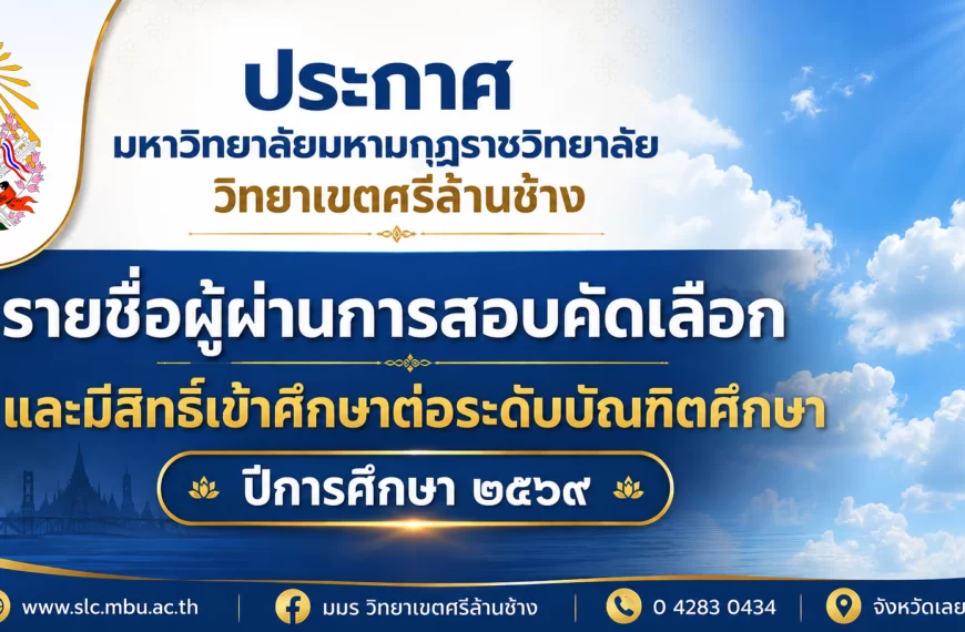 ประกาศ รายชื่อผู้ผ่านการสอบคัดเลือกและมีสิทธิ์เข้าศึกษาต่อระดับบัณฑิตศึกษาปีการศึกษา ๒๕๖๙